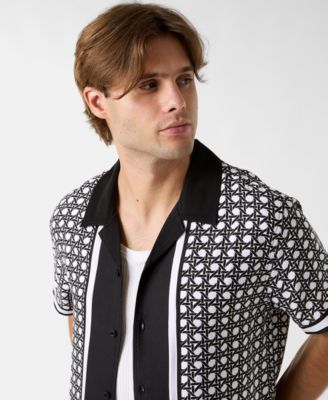 Men's Basketweave Border Short-Sleeve Shirt