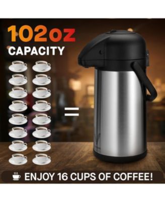 Insulated Stainless Steel Thermal Coffee Carafe Dispenser 2-Pack, 102 oz