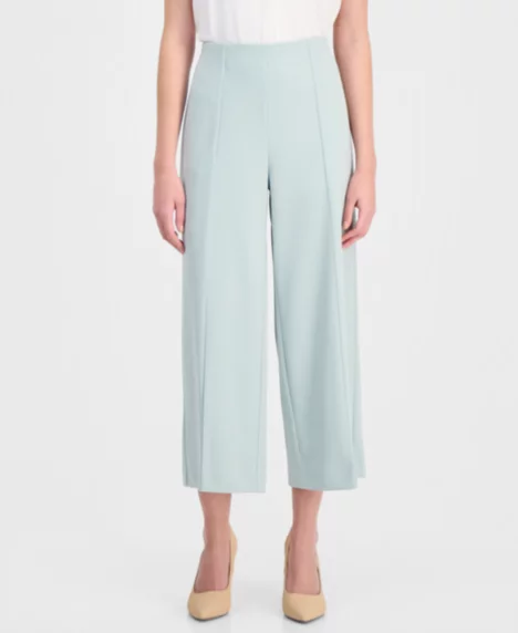 Petite Seamed Cropped Pull-On Pants - Soft Aloe