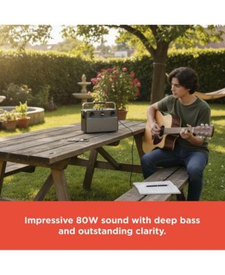 80W Wireless Speaker, Bluetooth/USB/AUX, Guitar & Mic Inputs, Metallic Finish and Grill For Powerful Sound – Model 4001985