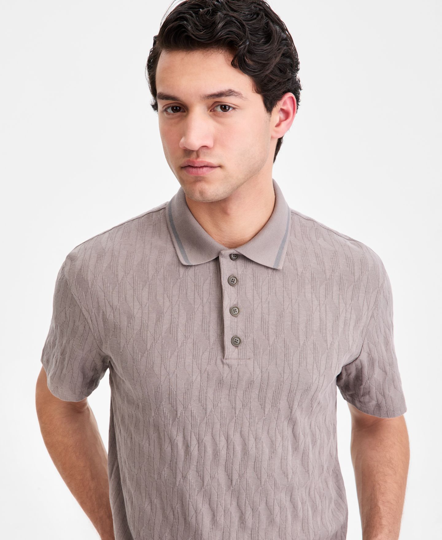 Мужское поло Hugo Boss Cotton Jacquard Short-Sleeve Polo Shirt, цвет: Пастельный коричневый — фото 3