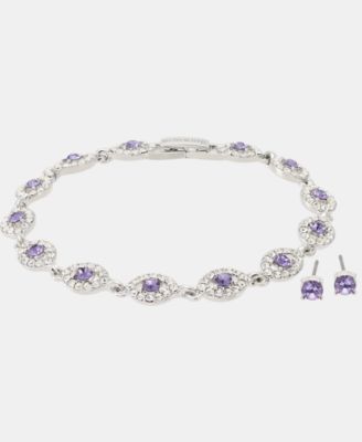 2-Pc. Set Stone & Crystal Link Bracelet & Crystal Stud Earrings