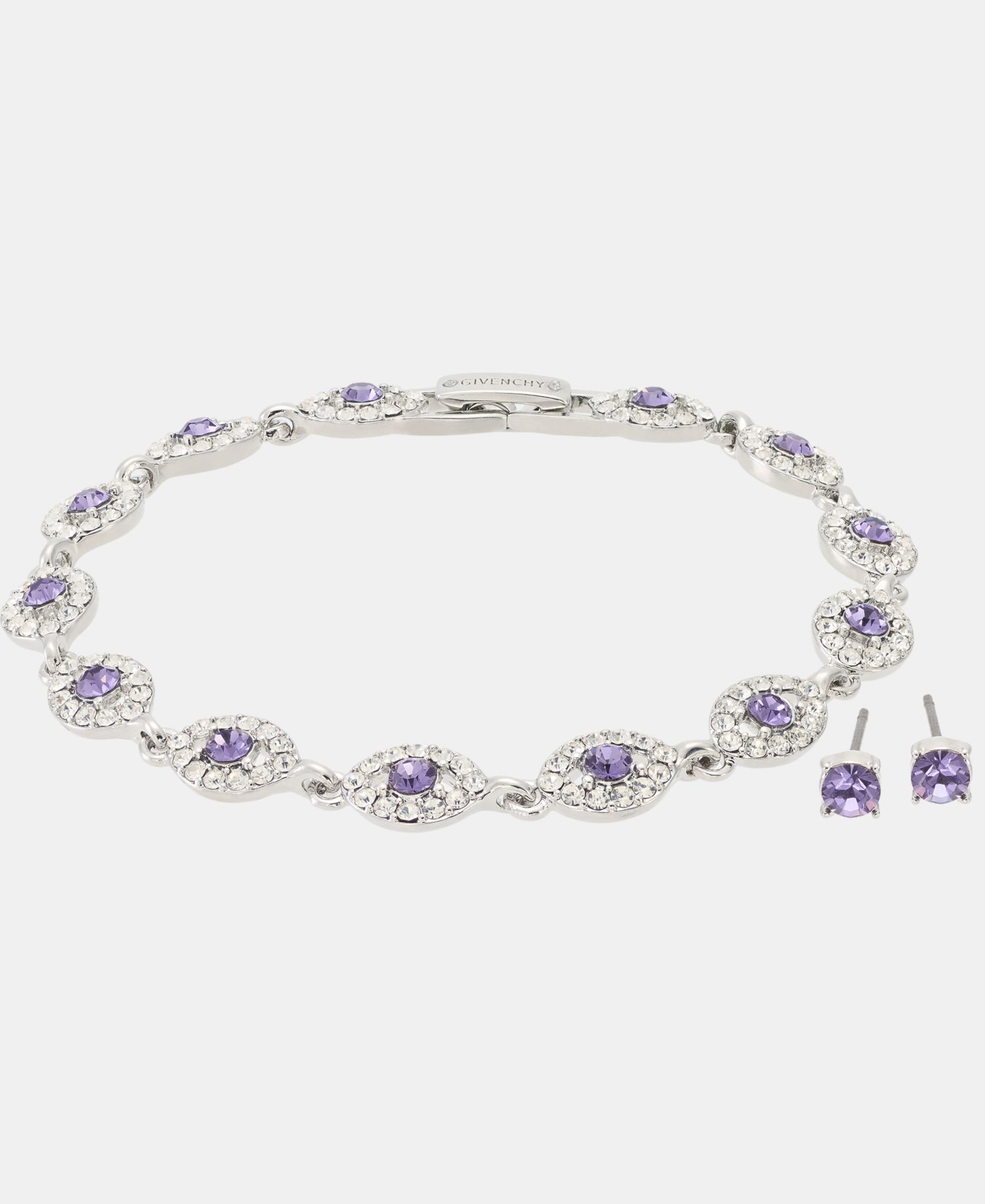 2-Pc. Set Stone & Crystal Link Bracelet & Crystal Stud Earrings