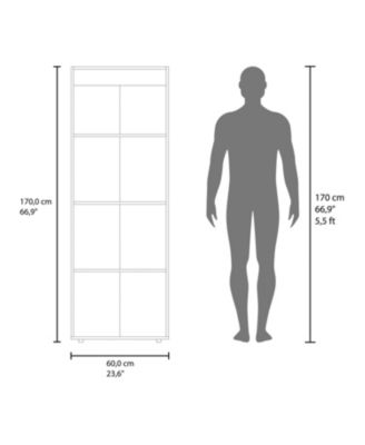 World 2-Door Tall Wardrobe Cabinet, 4 Shelves, Vertical Storage, 66.9"H – Bedroom