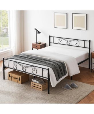 Queen Metal Platform Bed Frame with Headboard and Footboard