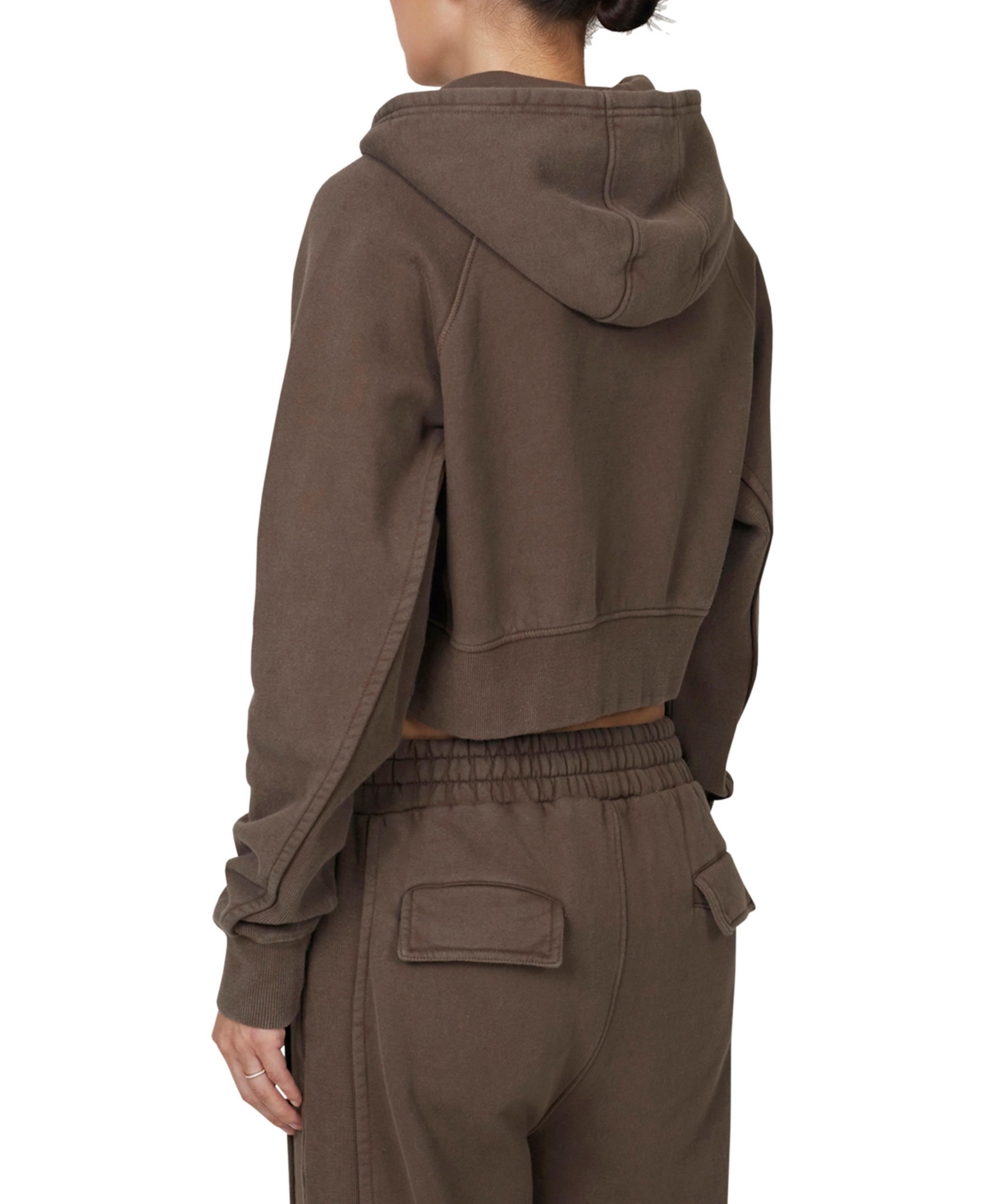 Good For Nothing Women's Ribbed Emblem Crop Zip Hoodie