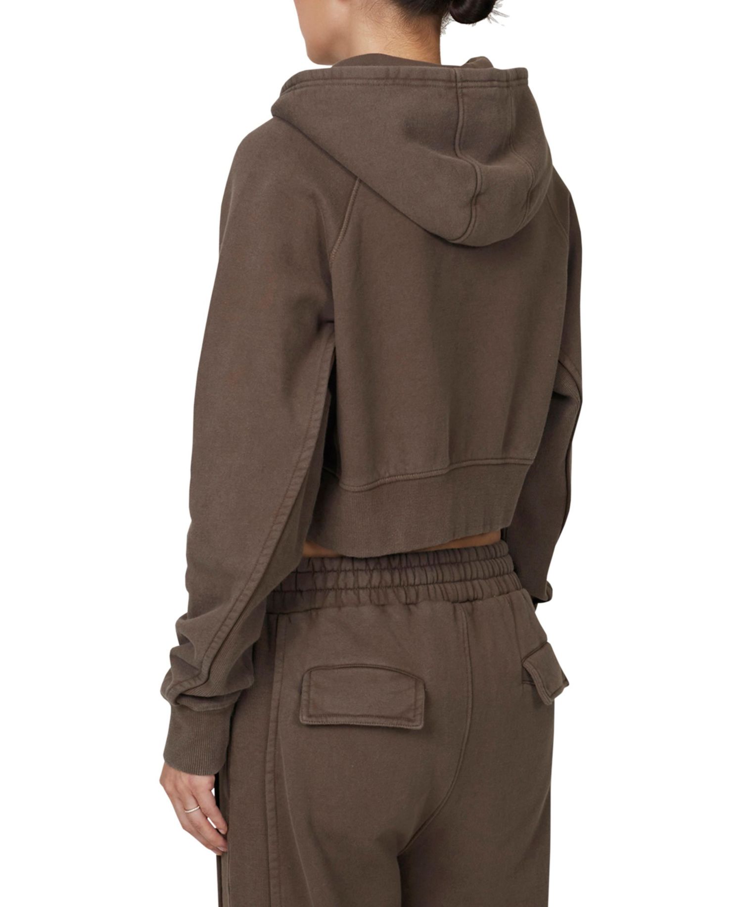 Women's Ribbed Emblem Crop Zip Hoodie
