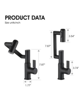 Rotatable Bathroom Faucet with Temperature Display in Fahrenheit (Batteries-Free), 3 Water Outlet Modes