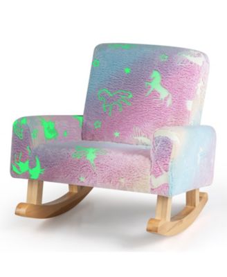 Upholstered Kids Rocking Chair with Sturdy Wood Rocking Legs