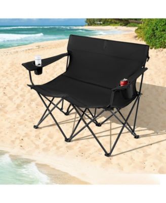 Camping Loveseat Chair for 2 with Cup Holders, Folding Outdoor Seat