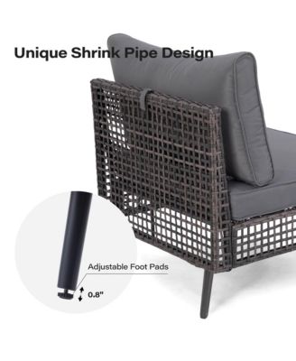 7 Piece PE Wicker Rattan All Weather Cushion Patio Sectional Sofa Set