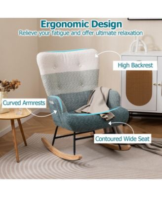 Nursery Rocking Chair with Ergonomic Armrests and High Back
