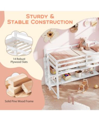 Loft Bed Twin Size with Built-In Storage and Ladder - 42