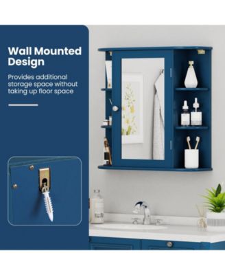 Wall-Mounted Bathroom Mirror Cabinet with Storage Shelves