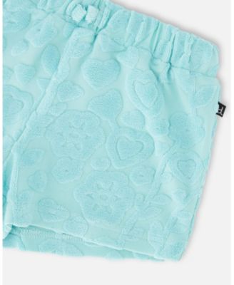 Big Girls Terry Tank Top with Shorts Set Light Blue