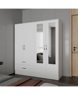 Hilda Wardrobe Multistorage with Two Mirrors, White