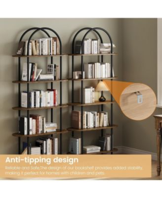 71" 5-Tier Metal Collapsible Bookshelf, Portable Freestanding Storage Bookcase