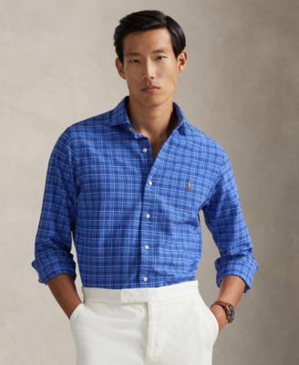 Men's Custom-Fit Plaid Oxford Shirt