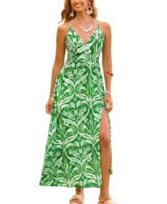 Women's Tropical Whispers Green Maxi Beach Dress