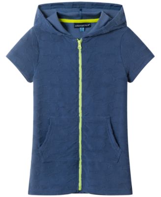 Boys' 2T-5 Zip-Front Hooded Swim Cover-Up