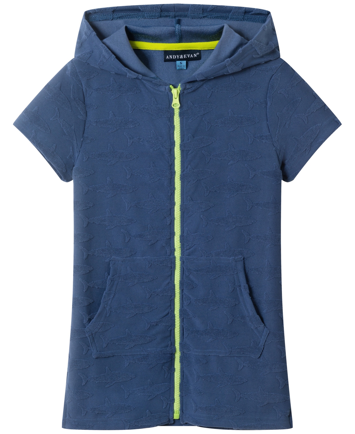 Andy & Evan Boys' 2T-5 Zip-Front Hooded Swim Cover-Up