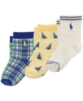 Baby Boys' Sailing Cable Knit Socks, 3-Pack