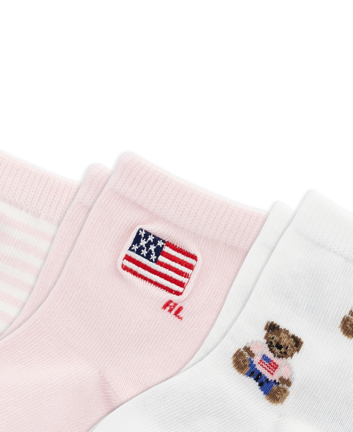 Polo Ralph Lauren Baby Girls Americana Bear Socks, 3-Pack