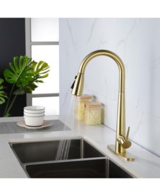 Kitchen Faucet with Pull Down Sprayer, High Arc 360&deg; Swivel Brushed Nickel, 3-Mode Spray Head, for Farmhouse Modern Laundry Rv Bar