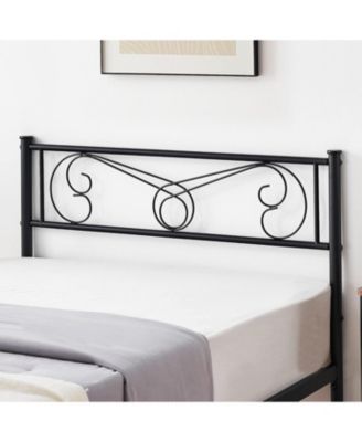 Twin Metal Bed Frame with Headboard and Footboard, Steel Slat Platform, Black