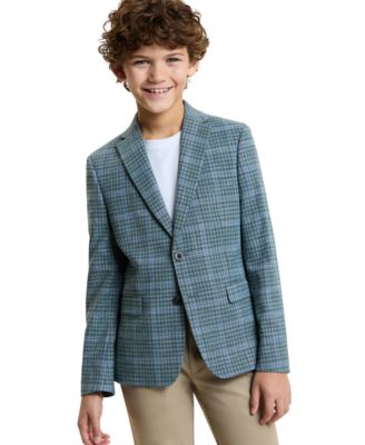 Boys' 8-20 Green Windowpane Plaid Jacket