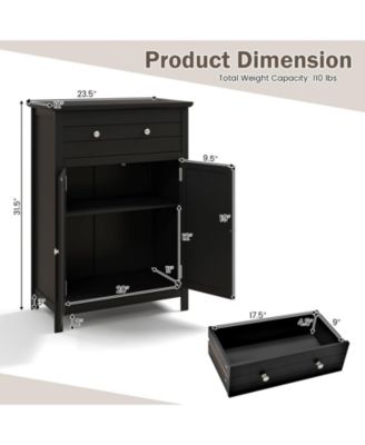 2-Door Freestanding Bathroom Cabinet with Drawer and Adjustable Shelf