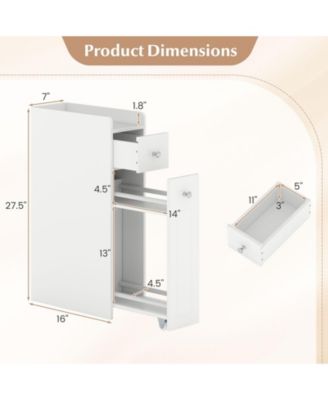 Small 4-Tier Bathroom Storage Cabinet with Slide-Out Drawers, Casters for Easy Move