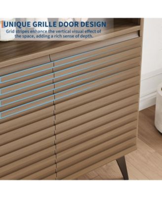 Farmhouse Sideboard Buffet Cabinet with Storage,Fluted Storage Cabinet with Adjustable Shelves for Dining Room, Entryway, Kitchen