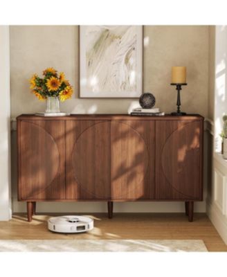 Modern Sideboard Buffet Table with Doors,59-Inch Buffet Cabinet Sideboard with Storage, for Living Room, Dining Room (Walnut)