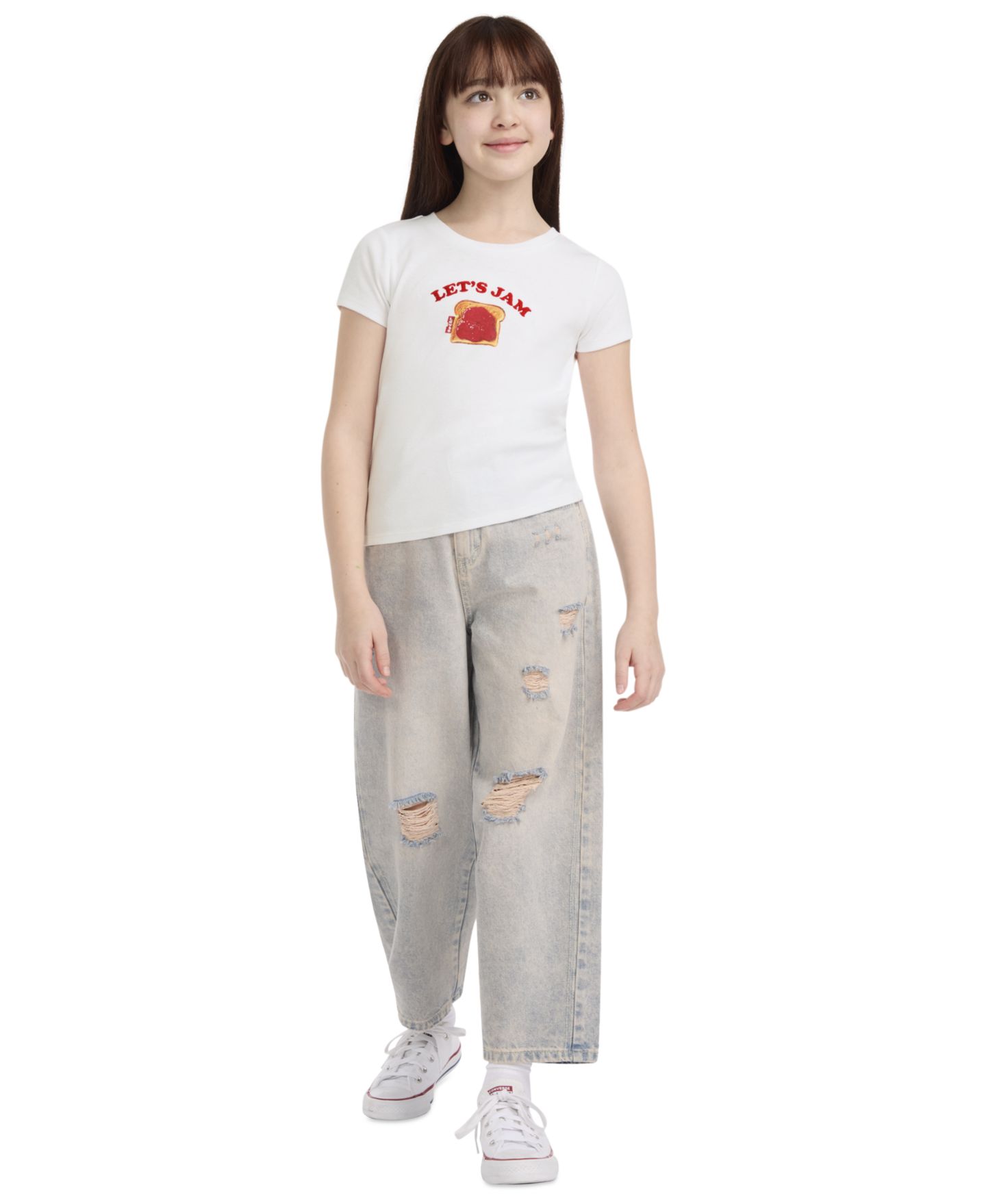 Футболка Levi's Meet and Greet Jam Round Neck T-Shirt для девочек, цвет: Натуральный белый — фото 2
