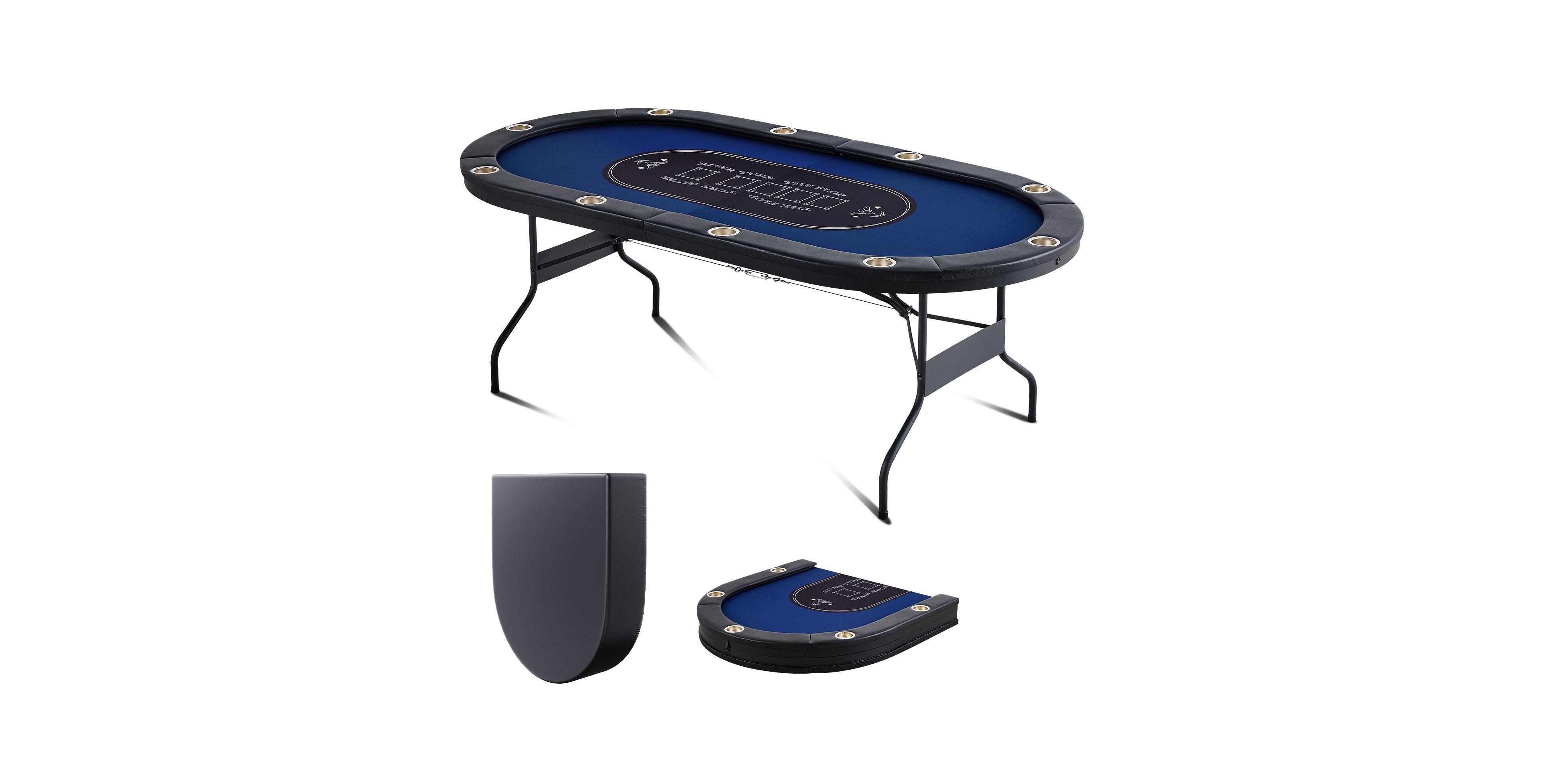 Sugift 10-Player Foldable Poker Table 84" Oval with Cup Holders and Padding