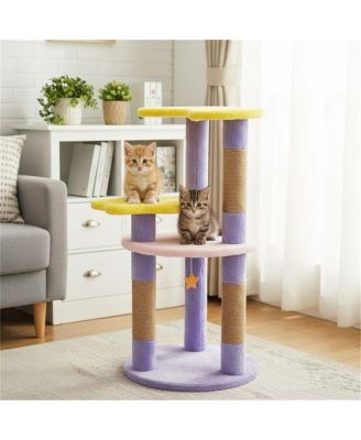 29-Inch Cat Tree Tower with Anti-Tip Base, 4 Multi-Level Perches & Jute Scratching Posts for All Cats, Large Kittens to Adults
