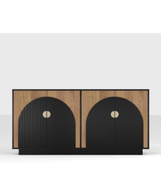 "Modern Farmhouse Sideboard Buffet Cabinet with Fluted Doors – Versatile Storage for Dining Room, Coffee Bar, Kitchen & Wine Bar