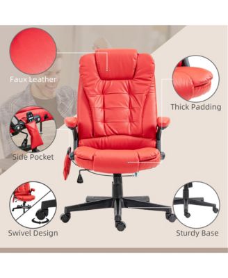 High Back Vibration Massage Office Chair with 6 Vibration Points Heated Reclining PU Leather