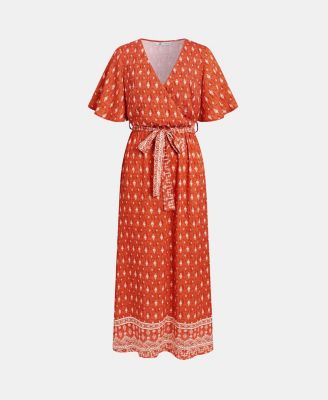 Women's Bohemian Printed Maxi Dress with Belt