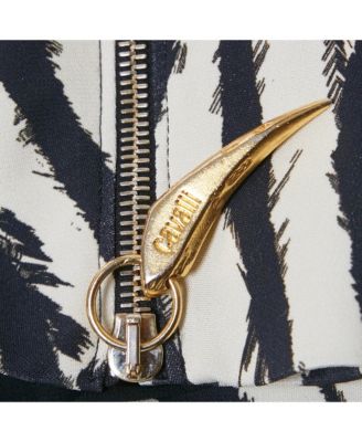 Women's White/black Printed Crepe Midi Dress