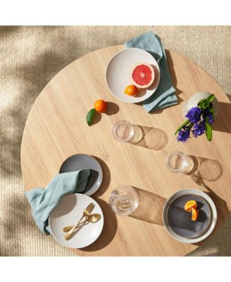 Round Mid-Century Modern 35.5in Dining Table, Dinette for Home or Kitchen w/Wood Finish Steel Legs 