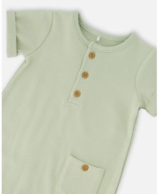 Baby Boys Cotton Rib Romper Sage Green