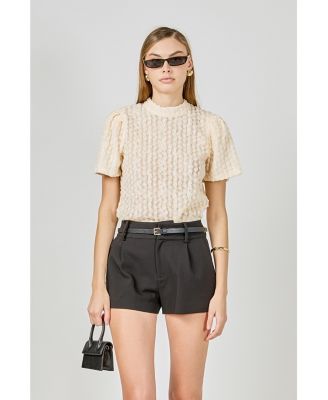 Women's Textured Mock Neck Top