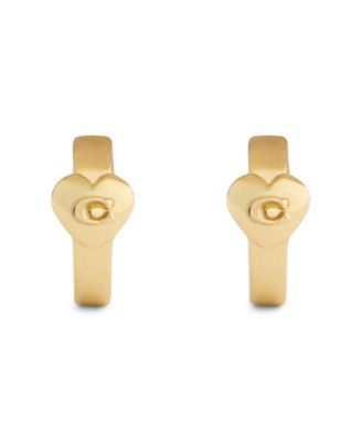 Gold Signature C Heart Huggie Earrings