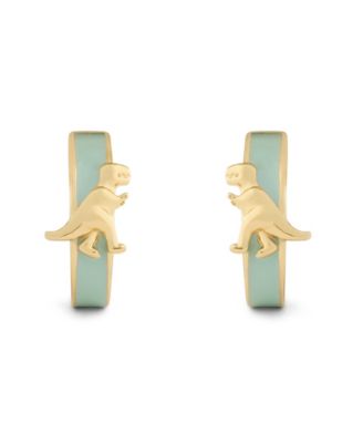 Light Green Signature Rexy Enamel Huggie Earrings