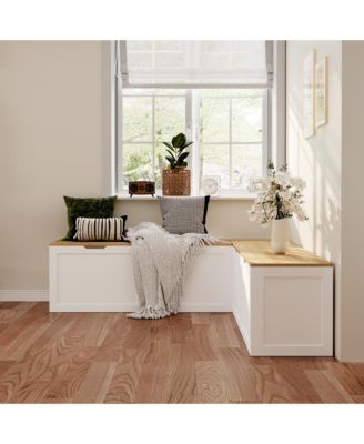 L-Shaped Shoe Bench Corner Bench With Storage Space For Entryway