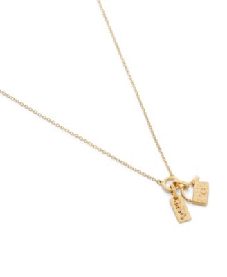 Gold Signature Charm Pendant Necklace