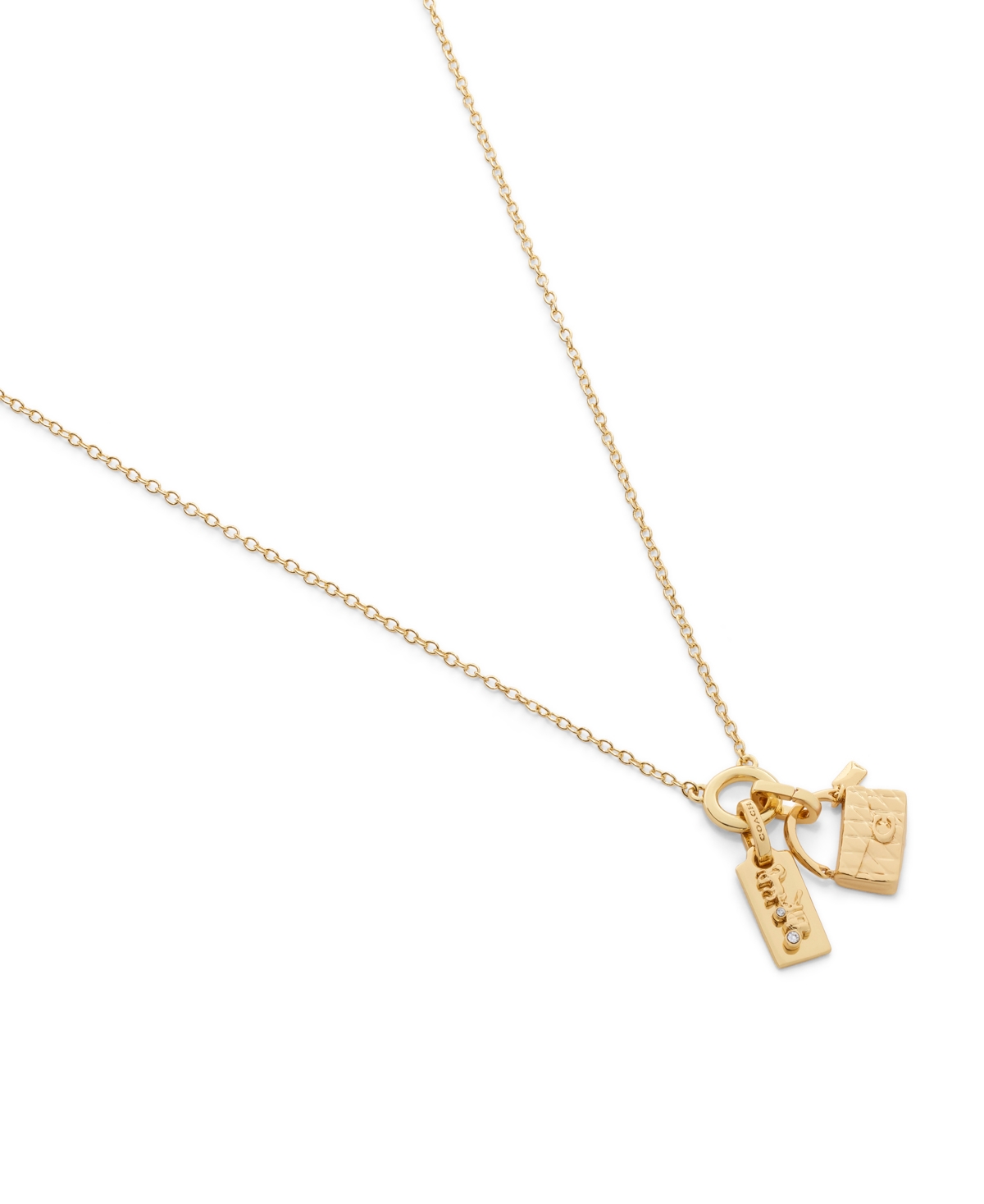 Coach Gold Signature Charm Pendant Necklace