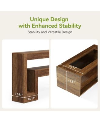 63-Inch Long Console Table with 2-Tier Shelf,Wood Farmhouse Sofa Table Behind The Couch,Narrow Sofa Table, Rustic Brown